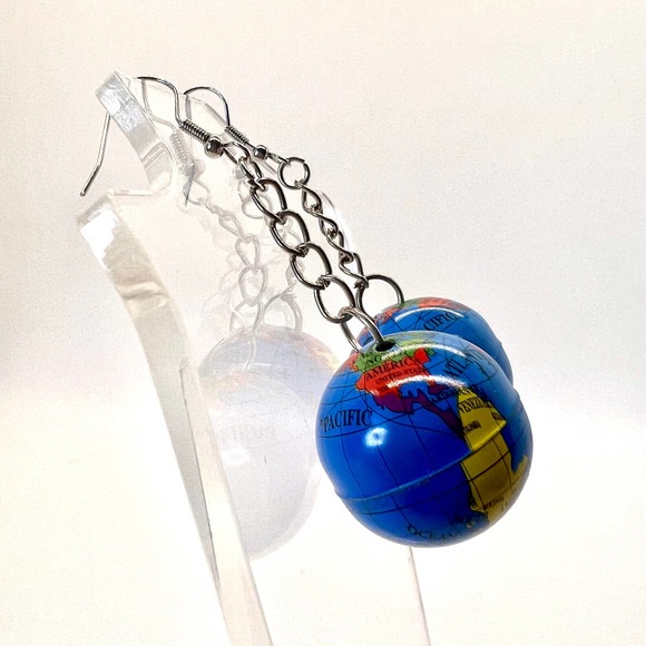 Globe Earrings - Earth Earrings - Planet Earrings - Space Earrings - Clarissa - Picture 4 of 11